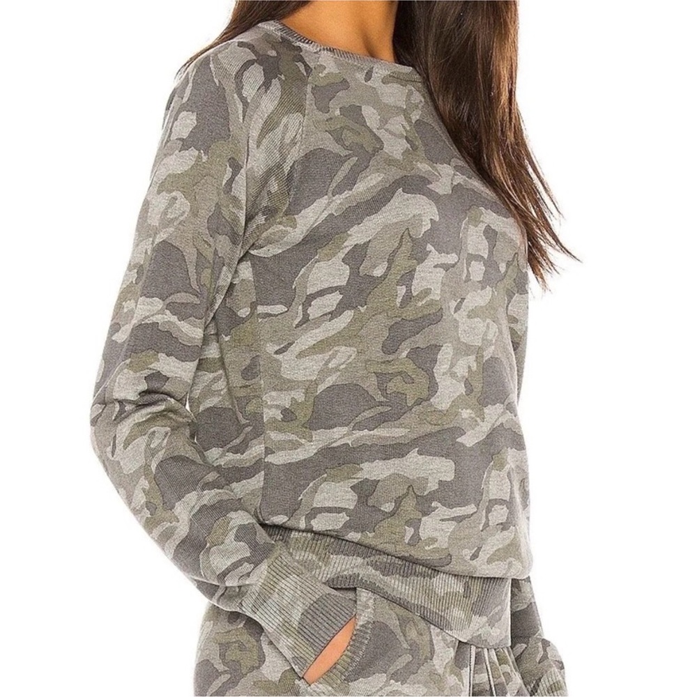 Monrow Gray Camo Knit Crewneck